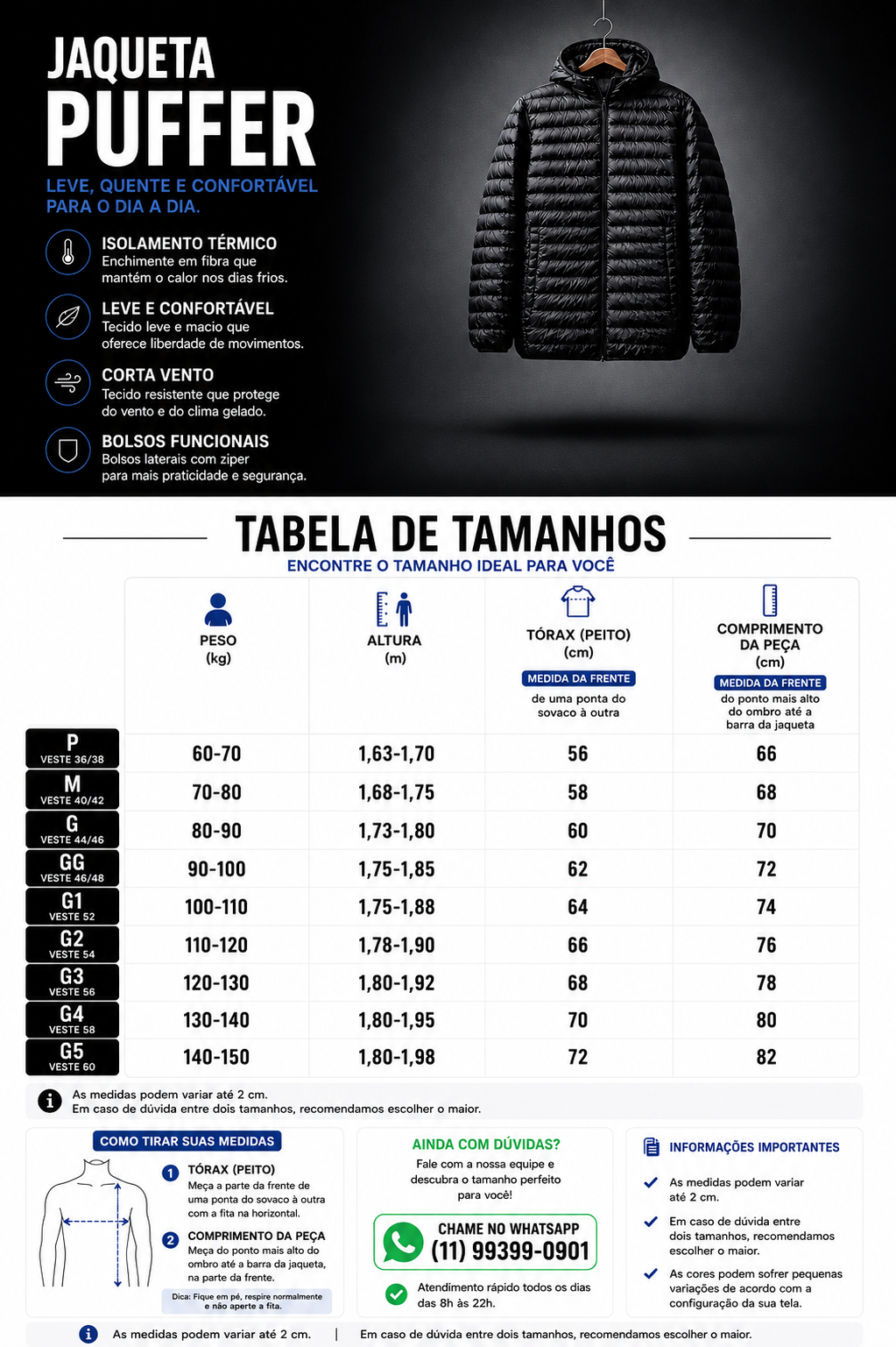 jaqueta puffer bobojaco
